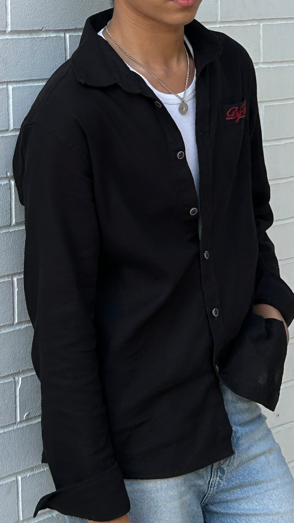 Round Pocket Linen Shirt
