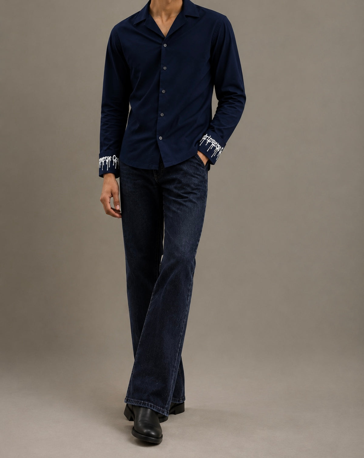 Hand Crafted Full Sleeve Shirt (Dark Navy)